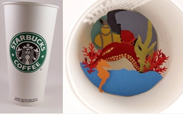 Papercut Diorama in Starbucks Cup