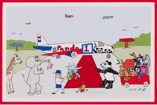 Kid Zeichnung über die Abreise von einem Panda