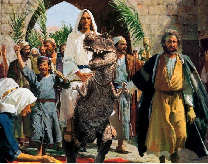 Jesus reitet T-Rex
