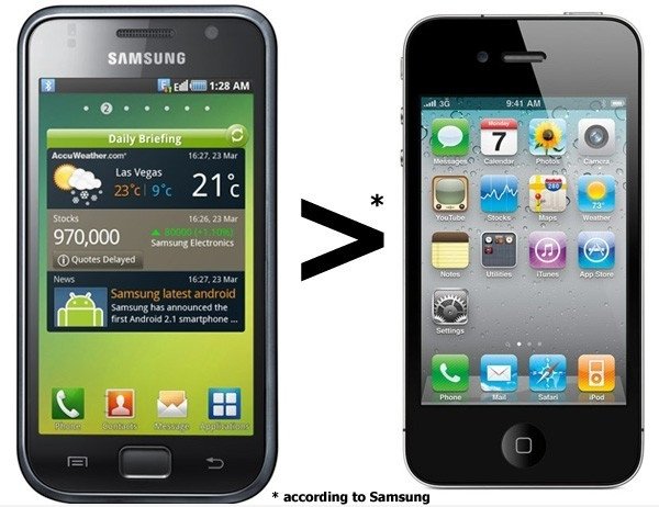 Samsung Galaxy S> iPhone 4
