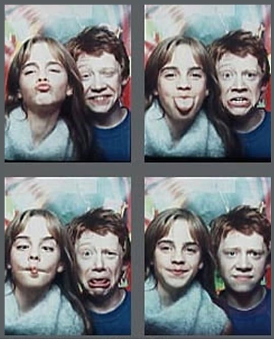 Lustige Gesichter von Ron und Hermine