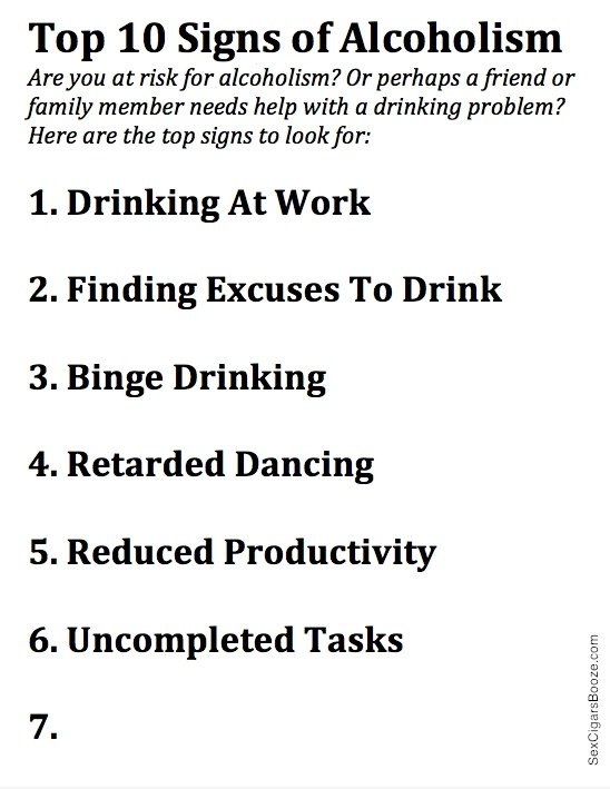 Top 10 Signs of Alcoholism