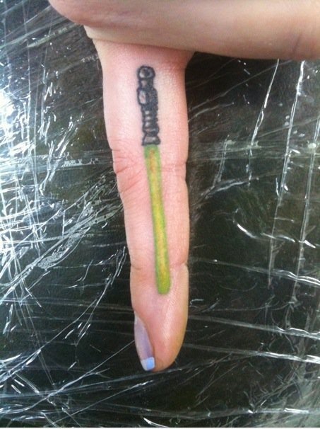 Lightsaber Finger Tattoo