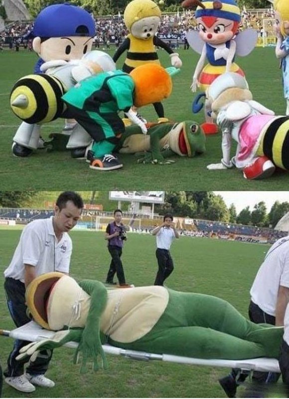 Time out! Mascot down!