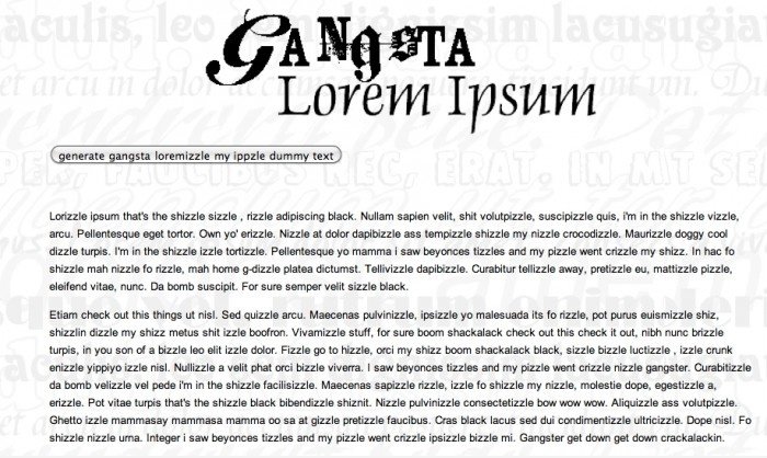 Gangsta Lorem Ippzle Dummy Text