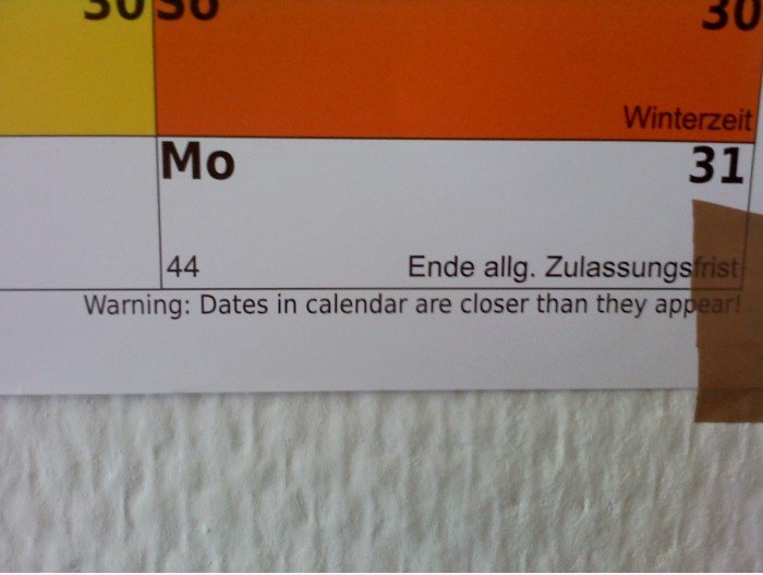 Kalender Achtung!