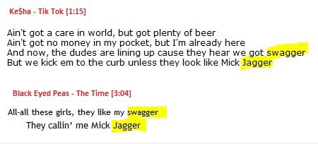 "Swagger" Reime nur mit "Mick Jagger"