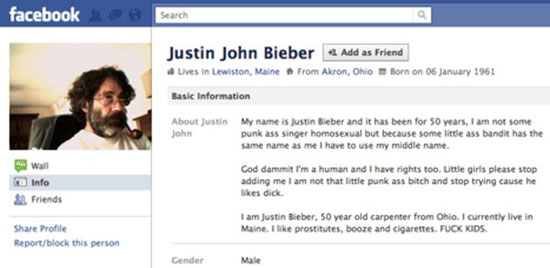 50 Jahre alter Justin Bieber auf Facebook