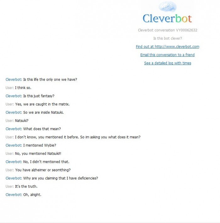 Cleverbot hat alzheimer ...