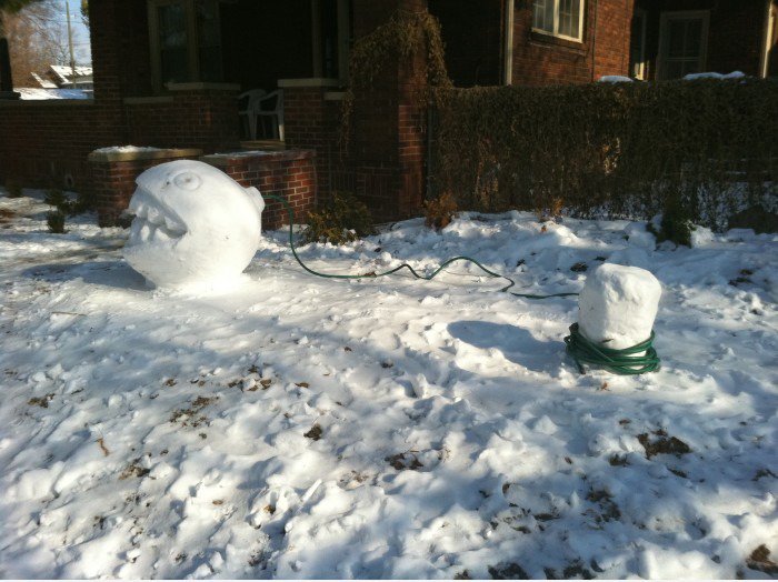 Ich sah diesen Schneemann (snowchomp?) WÃ¤hrend eines Laufes heute.