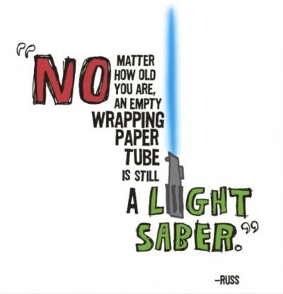 Geschenkpapier Rohr ist ein Lichtschwert.