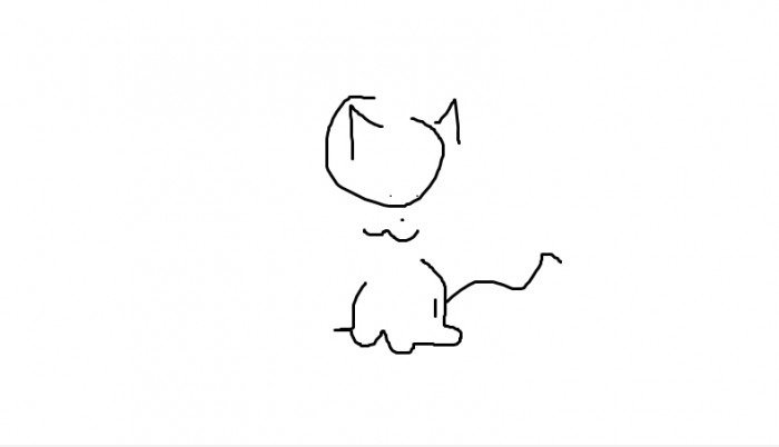 Öffnen Sie "malen" und zeichnen Sie eine Katze mit geschlossenen Augen.