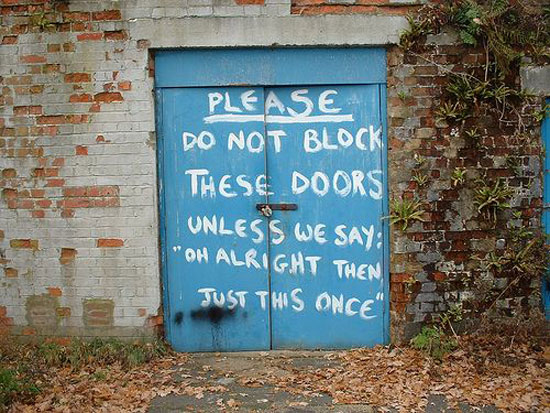Please do not block these doors