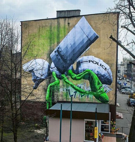 police bee street art masterpieces