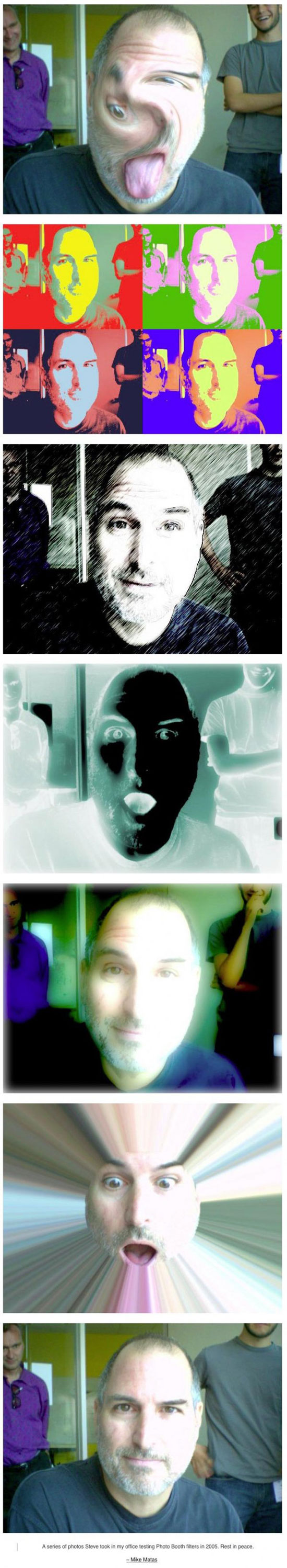 steve jobs testing photo booth filters in 2005