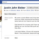 50 Jahre alter Justin Bieber auf Facebook