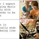 Mario Kart spielen - Vorstellung vs. Realität